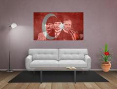 Atatürk Ve Türk Bayrağı Tablosu Çerçevesiz - 45x30