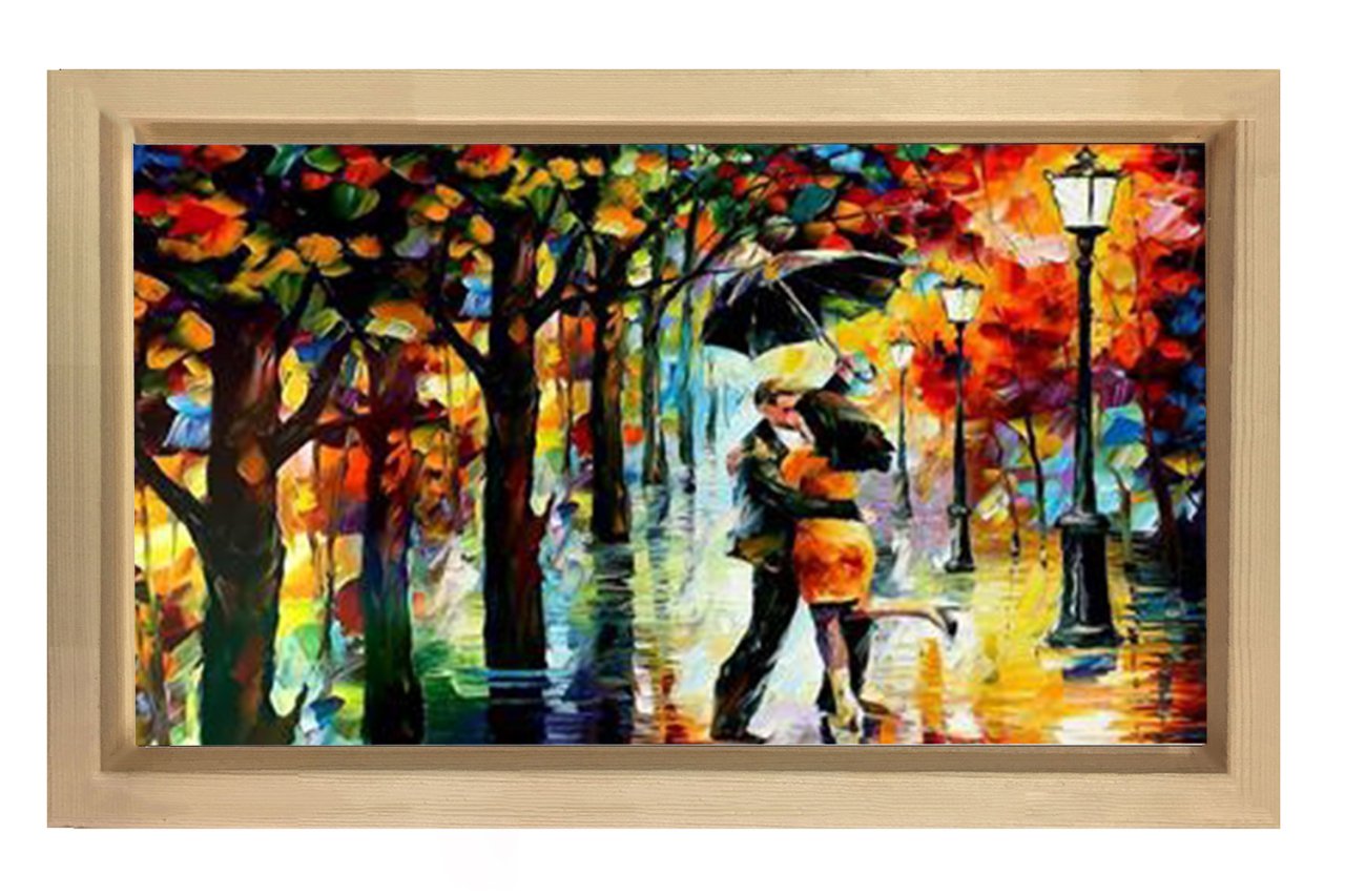 Yağmur Ve Romantizim Tablosu Naturel Ahşap - 50x90