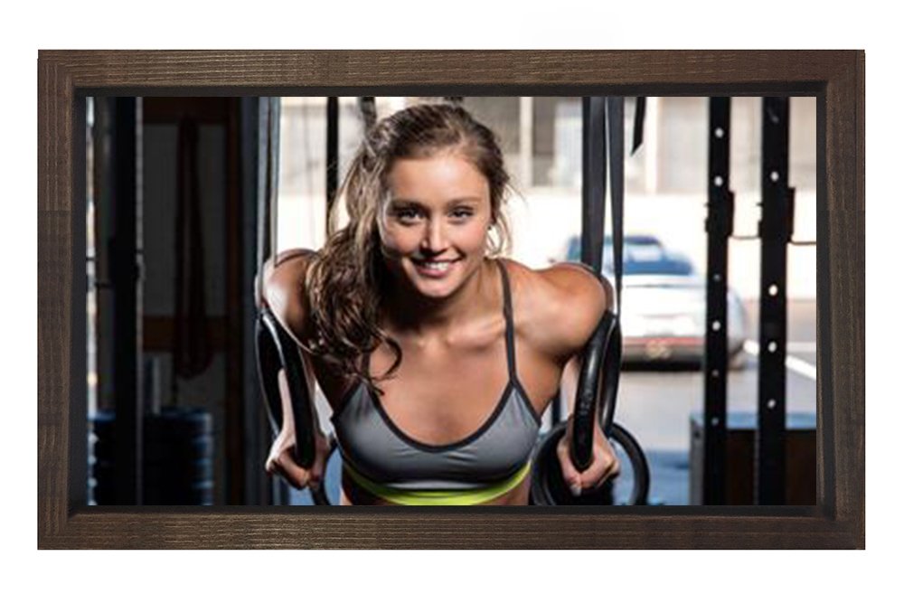 Fitness Yapan Kadın Tablosu Kahverengi Ahşap Çerçeve - 50x90