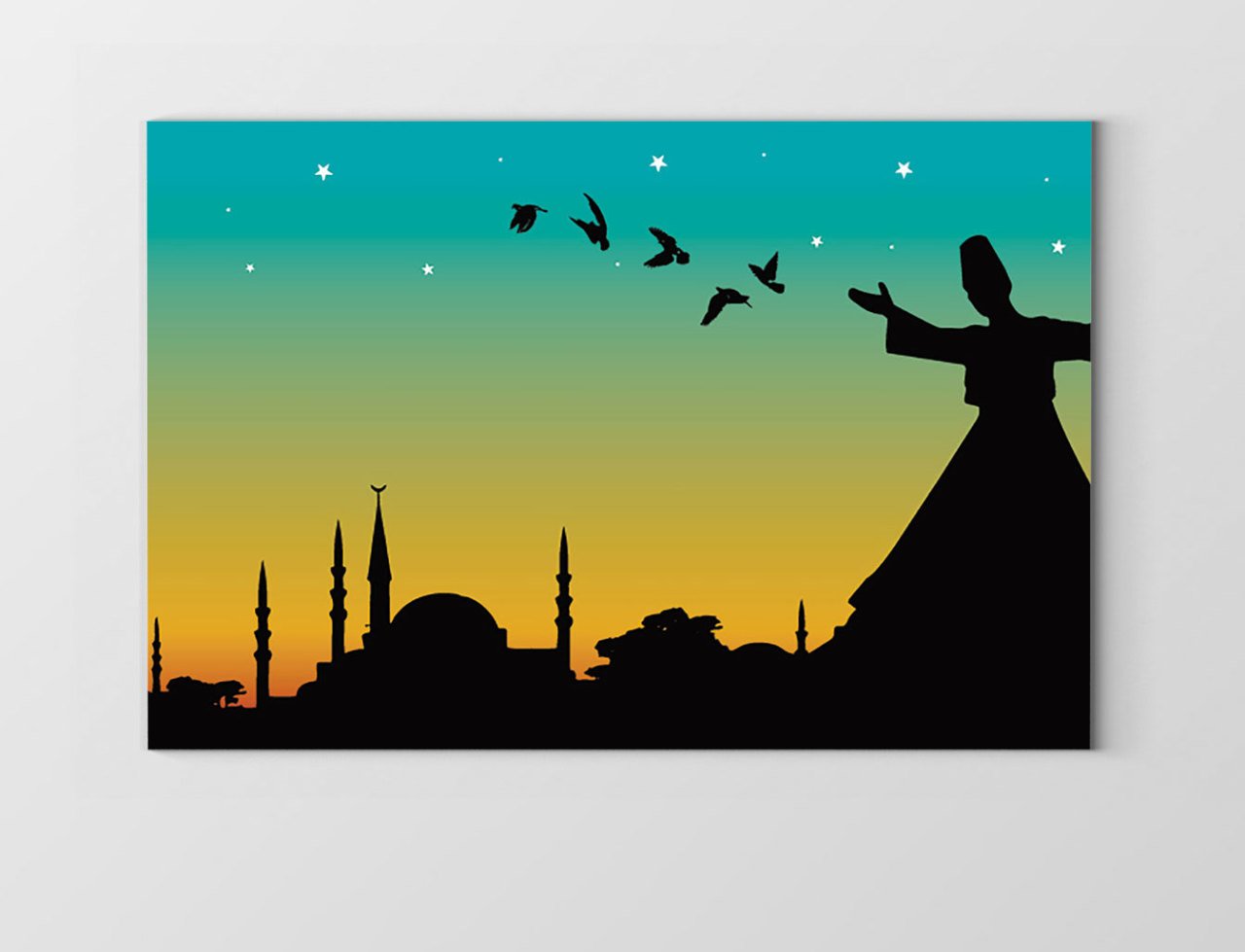 İstanbul Ve Mevleviler Tablosu Çerçevesiz - 50x90