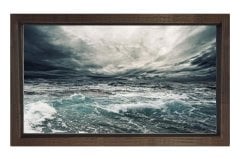 Fırtınalı Deniz Tablosu Kahverengi Ahşap Çerçeve - 50x70