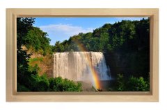 Gökkuşağı Orman Şelale Tablosu Naturel Ahşap Çerçeve - 40x60