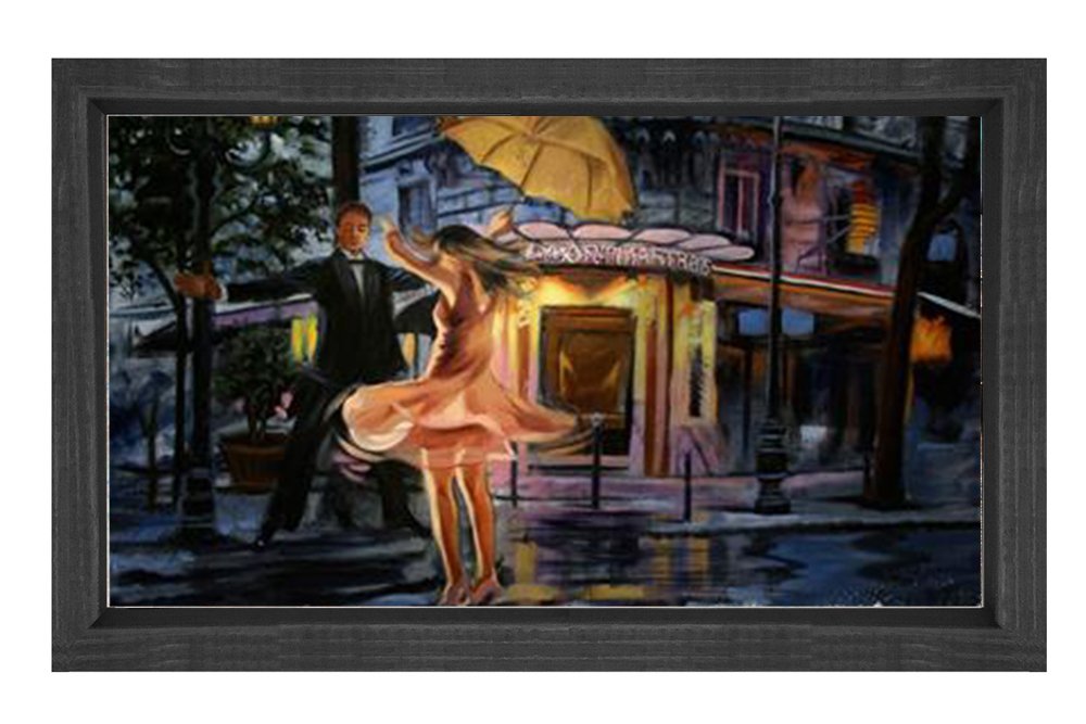 Romantik Gece Tablosu Siyah Ahşap - 100x200