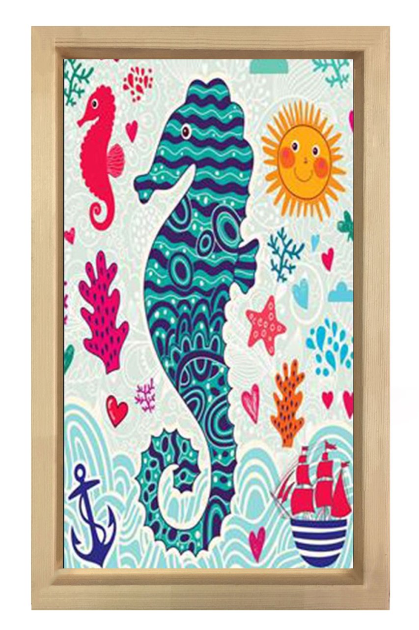 Deniz Atı Tablosu Naturel Ahşap Çerçeve - 40x60