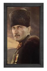 Atatürk Portre Tablosu Siyah Ahşap - 50x90