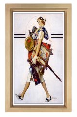 Vintage Kadın Tablosu Naturel Ahşap Çerçeve - 100x200