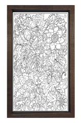 Çiçekli Desen Boyama Tablo Tablosu Kahverengi Ahşap Çerçeve - 40x60