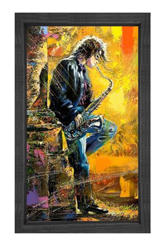 Genç Müzisyen Tablosu Siyah Ahşap Çerçeve - 50x70
