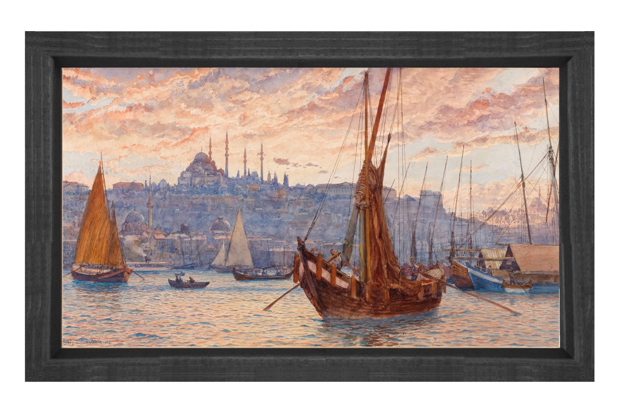 İstanbul Tablosu Kahverengi Ahşap Çerçeve - 40x60