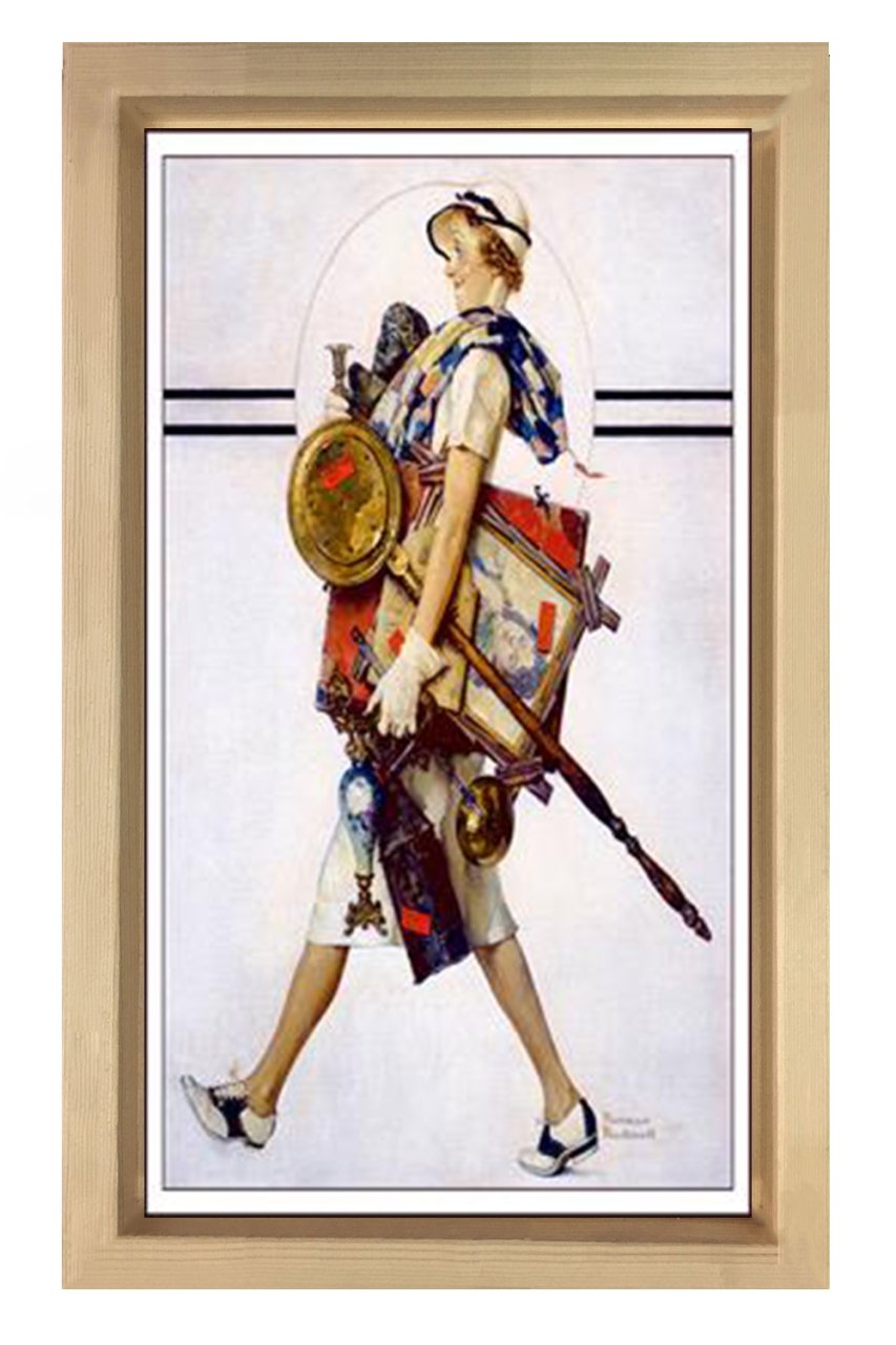 Vintage Kadın Tablosu Naturel Ahşap Çerçeve - 40x60
