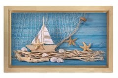 Yelken Yıldız Tablosu Naturel Ahşap Çerçeve - 50x70