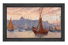 İstanbul Tablosu Kahverengi Ahşap Çerçeve - 45x30
