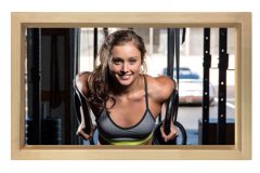 Fitness Yapan Kadın Tablosu Naturel Ahşap Çerçeve - 40x60
