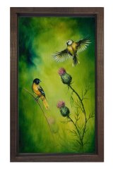 Kuşların Dansı Tablosu Kahverengi Ahşap Çerçeve - 70x100
