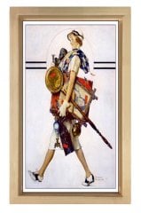 Vintage Kadın Tablosu Naturel Ahşap Çerçeve - 50x70