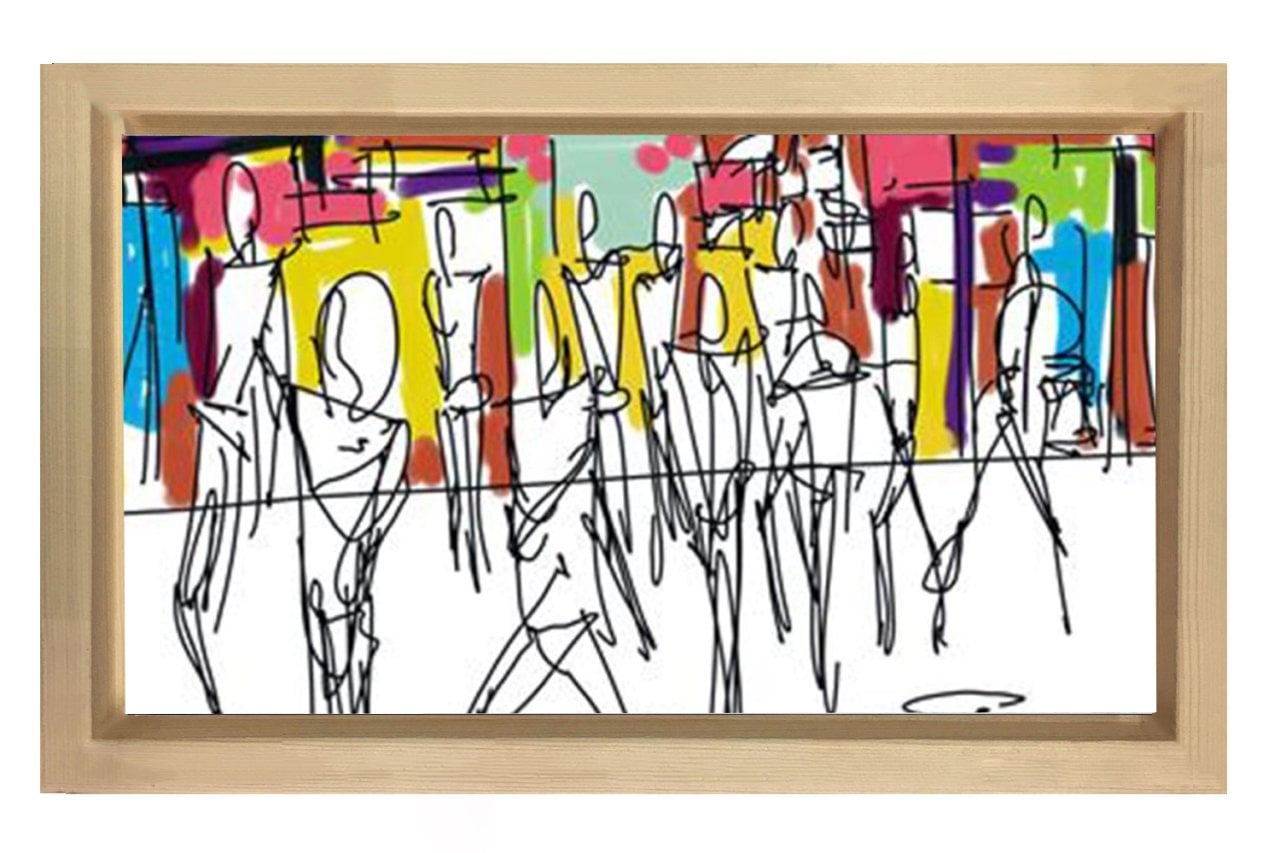 Soyut Reprodüksiyon Tablosu Naturel Ahşap - 50x70