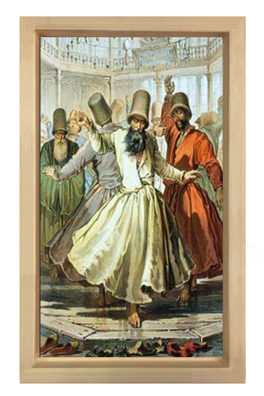 Mevleviler Tablosu Naturel Ahşap Çerçeve - 100x200
