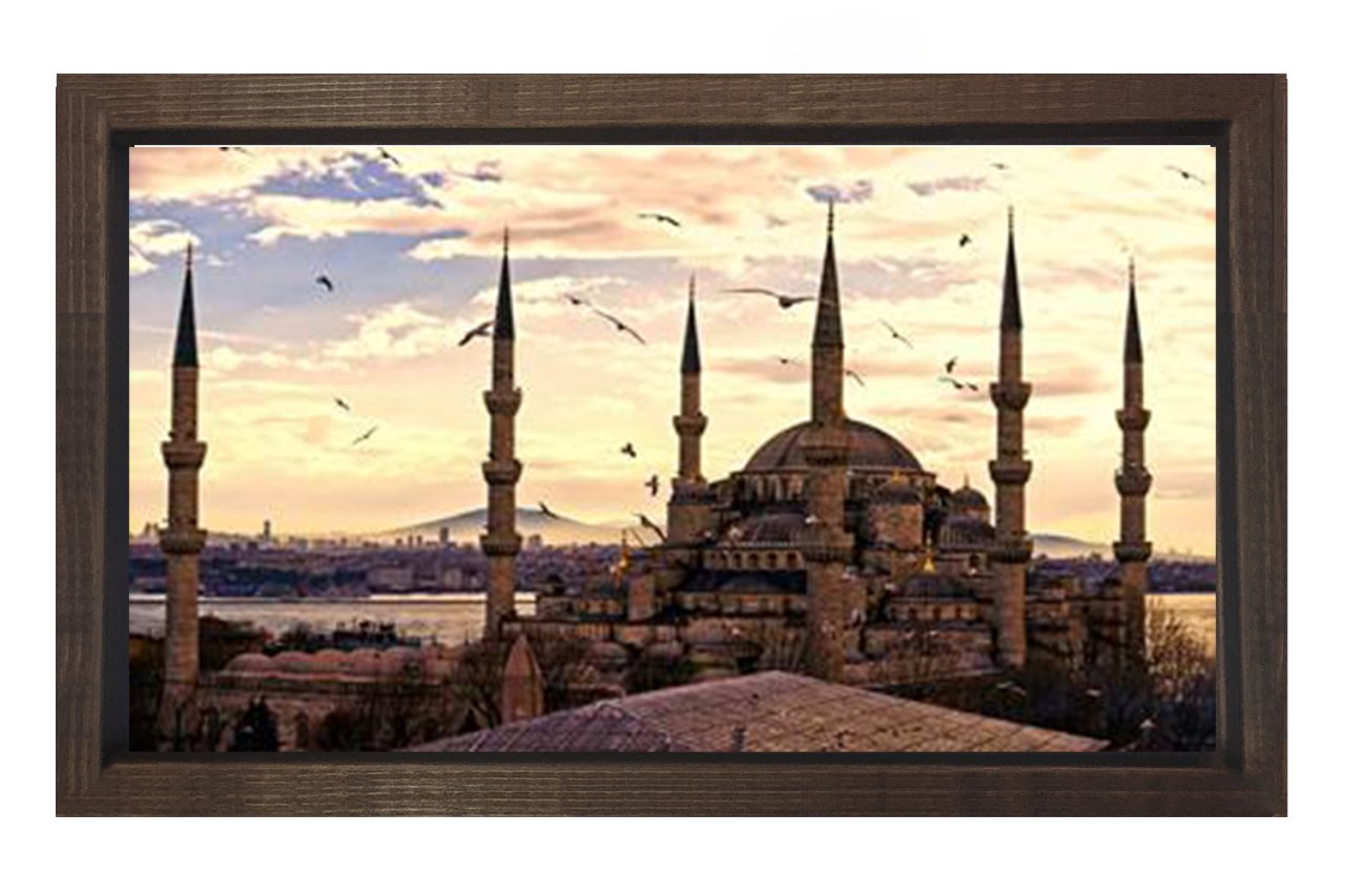 Sultan Ahmet Camii Tablosu Kahverengi Ahşap Çerçeve - 100x200