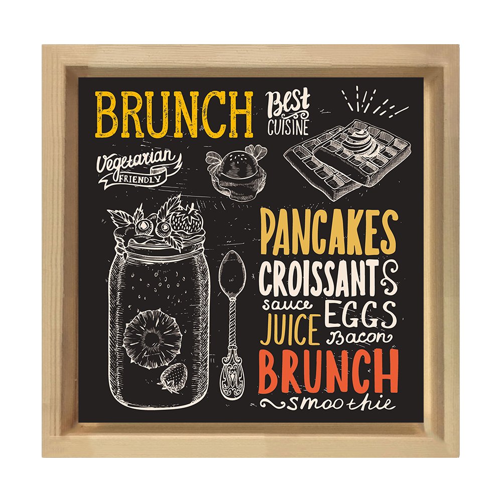 Brunch Tablosu Naturel Ahşap Çerçeve - 50x50