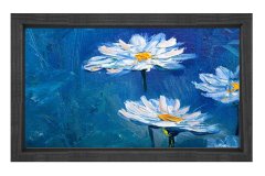 Papatyalar Tablosu Siyah Ahşap - 45x30
