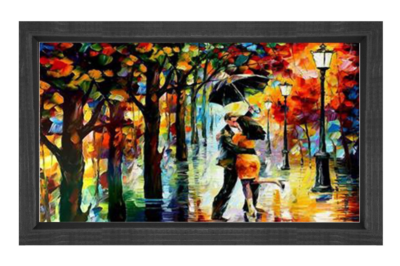 Yağmur Ve Romantizim Tablosu Siyah Ahşap - 70x100