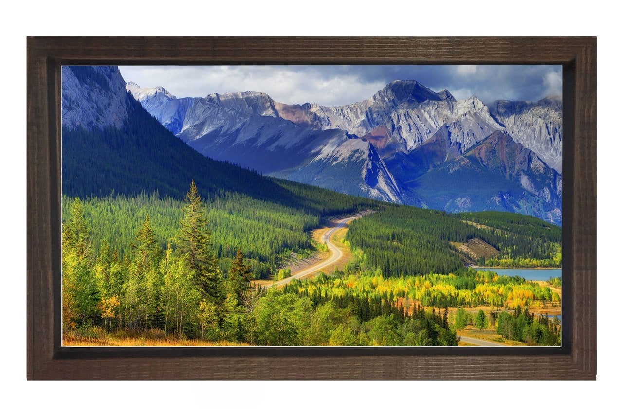 Alp Dağları Manzarası Tablosu Kahverengi Ahşap - 50x70