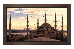 Sultan Ahmet Camii Tablosu Kahverengi Ahşap Çerçeve - 45x30