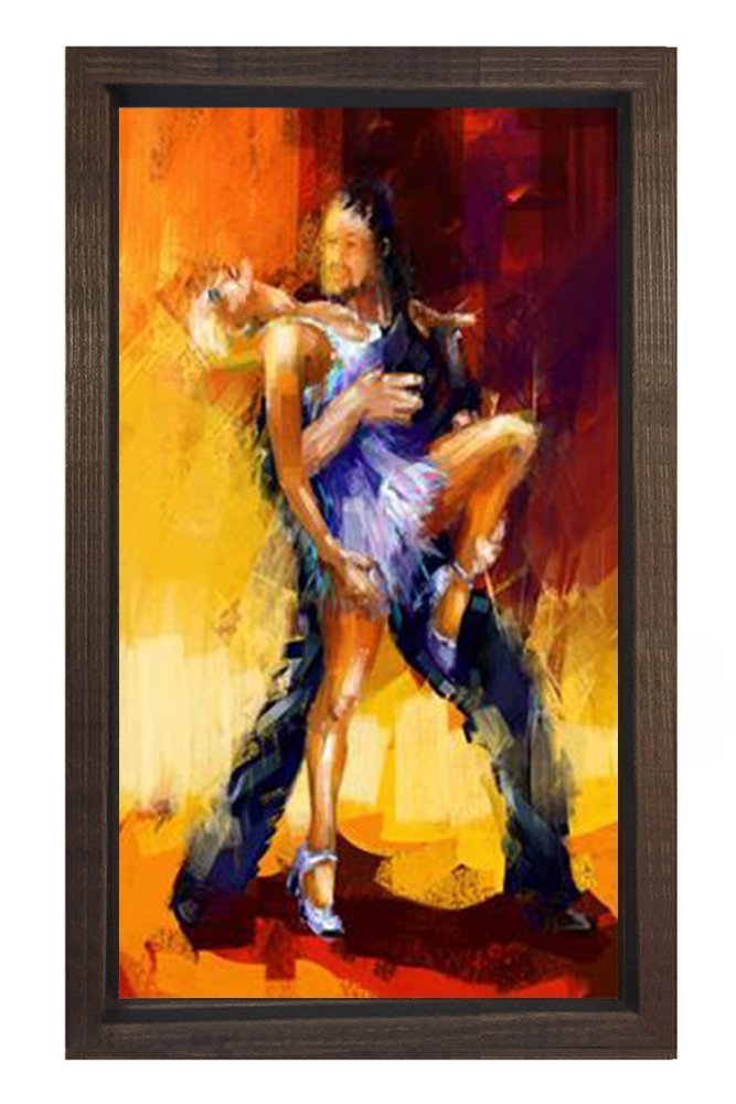 Romantik Tango Tablosu Kahverengi Ahşap Çerçeve - 45x30