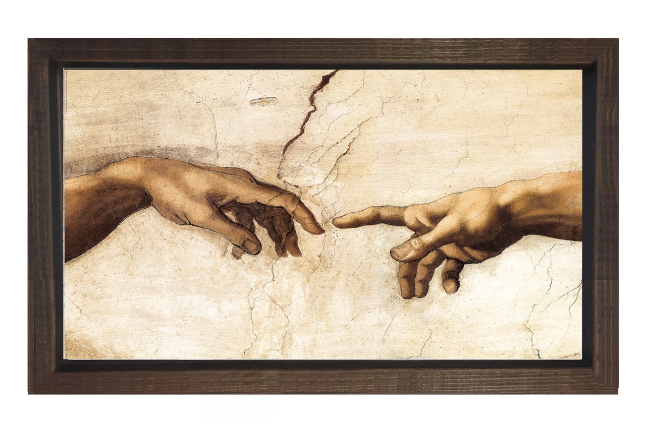 Michelangelo Eller Tablosu Tablosu Kahverengi Ahşap Çerçeve - 50x90