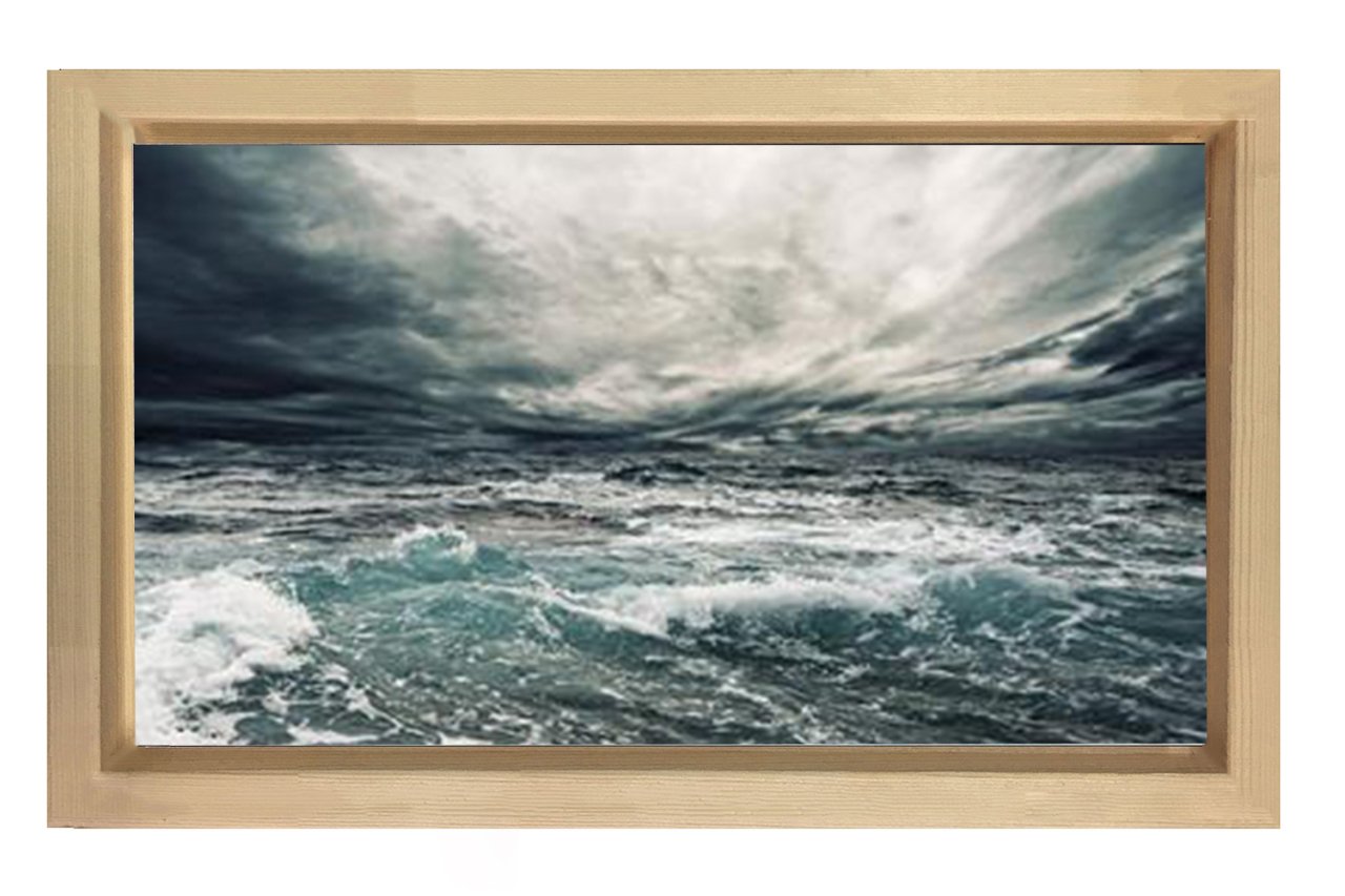 Fırtınalı Deniz Tablosu Naturel Ahşap Çerçeve - 70x100