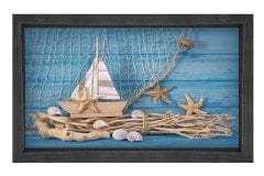 Yelken Yıldız Tablosu Siyah Ahşap Çerçeve - 50x70