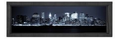 Gece Şehir Gökdelen Tablosu Siyah Ahşap Çerçeve - 150x50