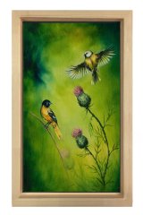Kuşların Dansı Tablosu Naturel Ahşap Çerçeve - 50x70