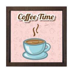 Kahve Zamanı Coffee Time Tablosu Kahverengi Ahşap Çerçeve - 70x70
