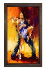 Romantik Tango Tablosu Kahverengi Ahşap Çerçeve - 50x90