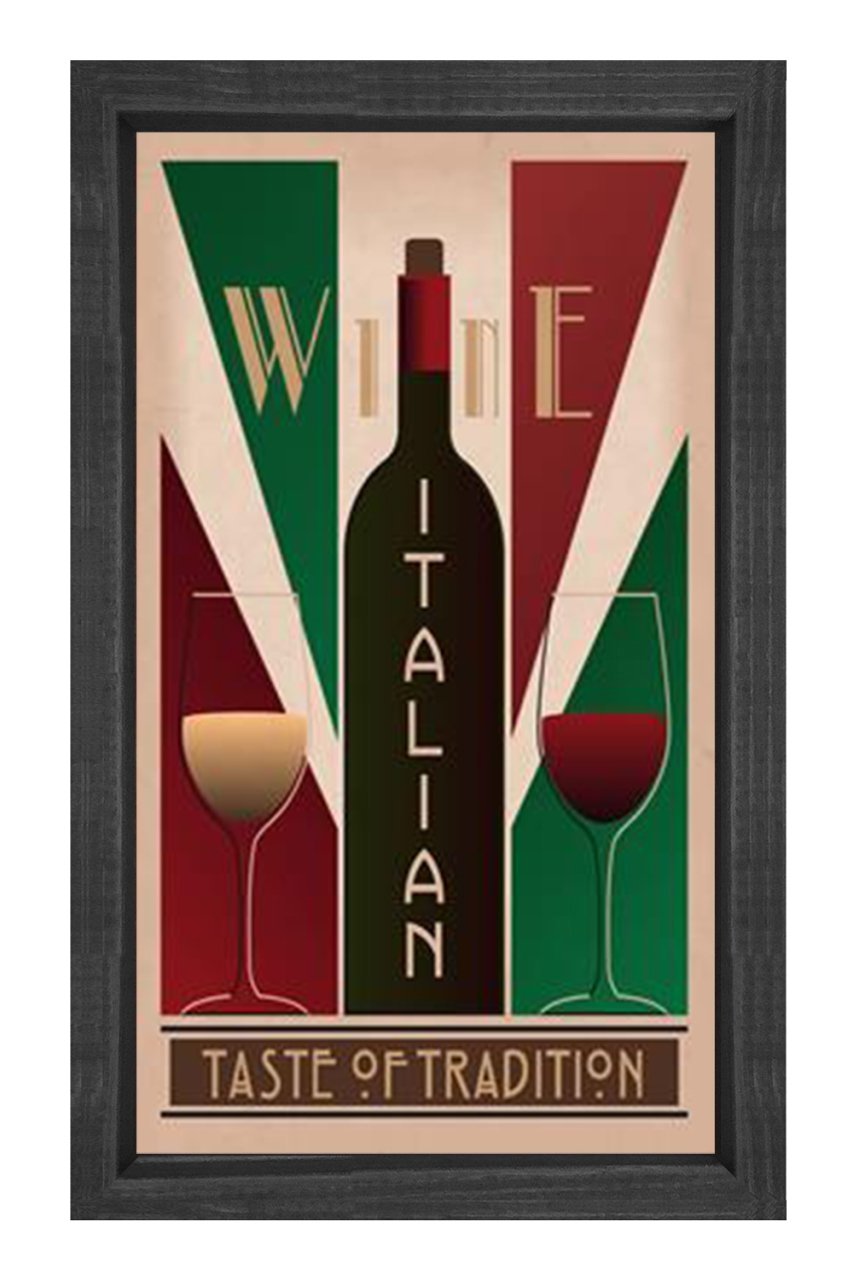 Wine Şarap Vıntage Afiş Tablosu Siyah Ahşap Çerçeve - 40x60