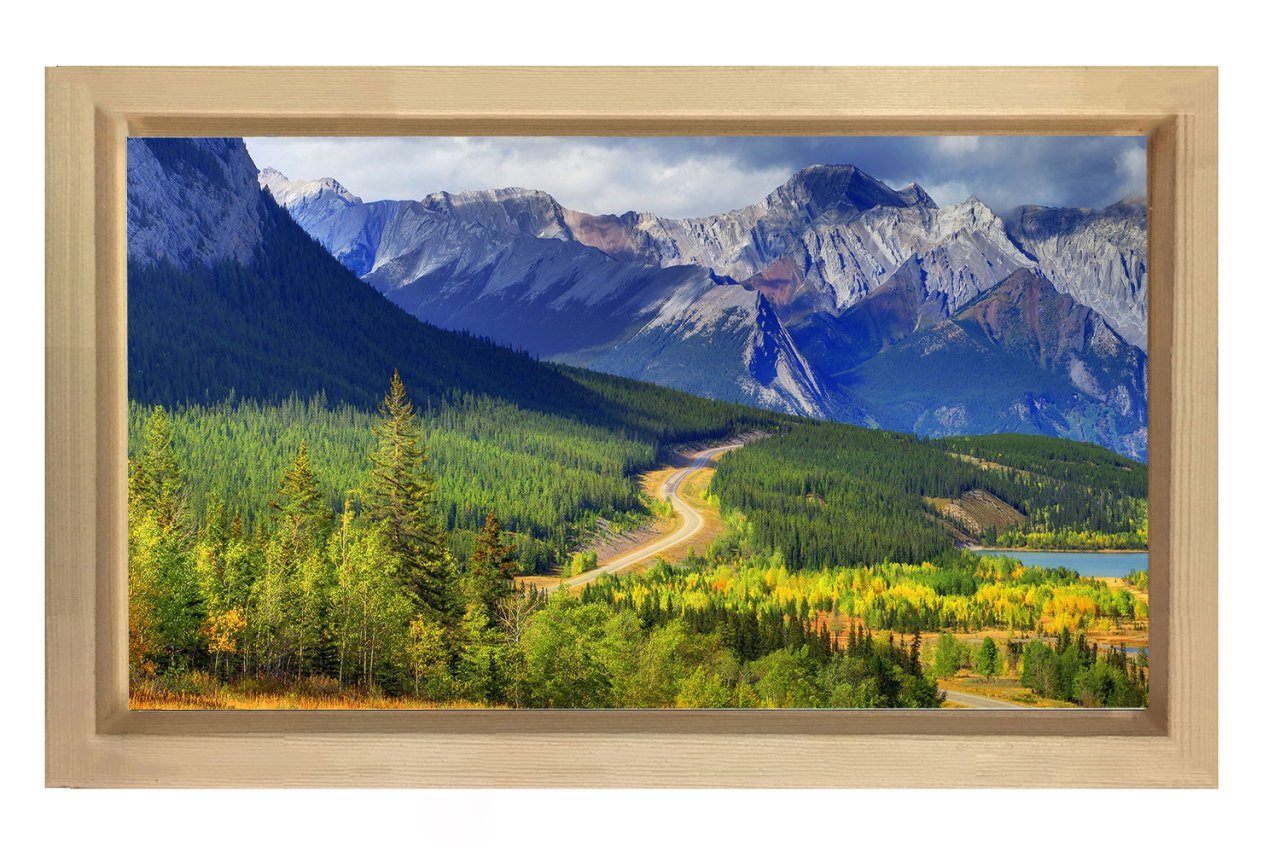 Alp Dağları Manzarası Tablosu Naturel Ahşap - 100x150