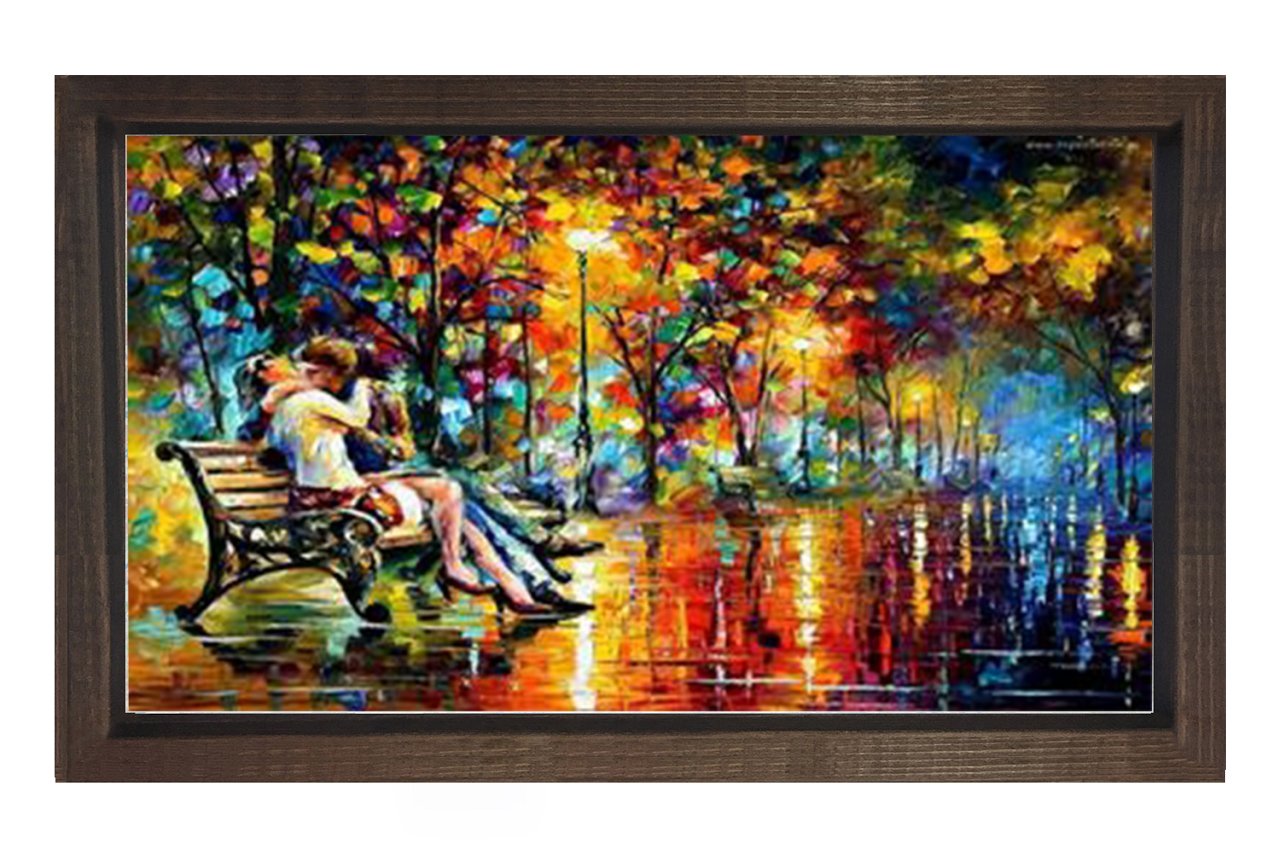 Aşıklar Yol Manzara Tablosu Kahverengi Ahşap - 50x70