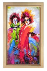 Mutsuz Paylaçolar Tablosu Naturel Ahşap Çerçeve - 45x30