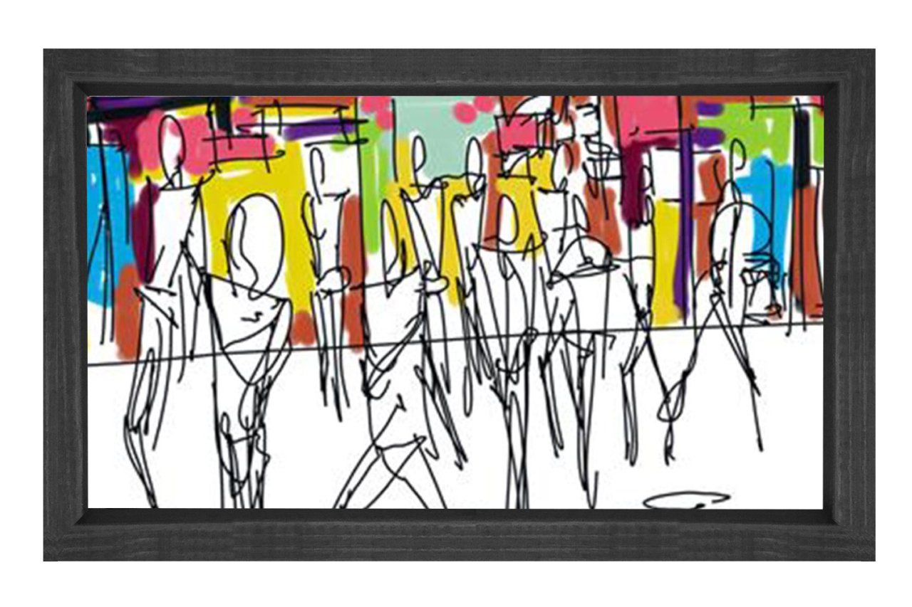 Soyut Reprodüksiyon Tablosu Siyah Ahşap - 50x70