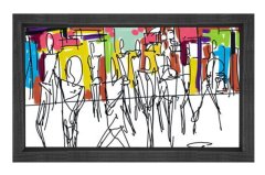 Soyut Reprodüksiyon Tablosu Siyah Ahşap - 50x70