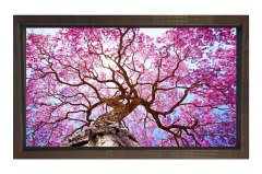 Mor Pembe Ağac Tablosu Kahverengi Ahşap Çerçeve - 100x200