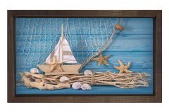 Yelken Yıldız Tablosu Kahverengi Ahşap Çerçeve - 100x150