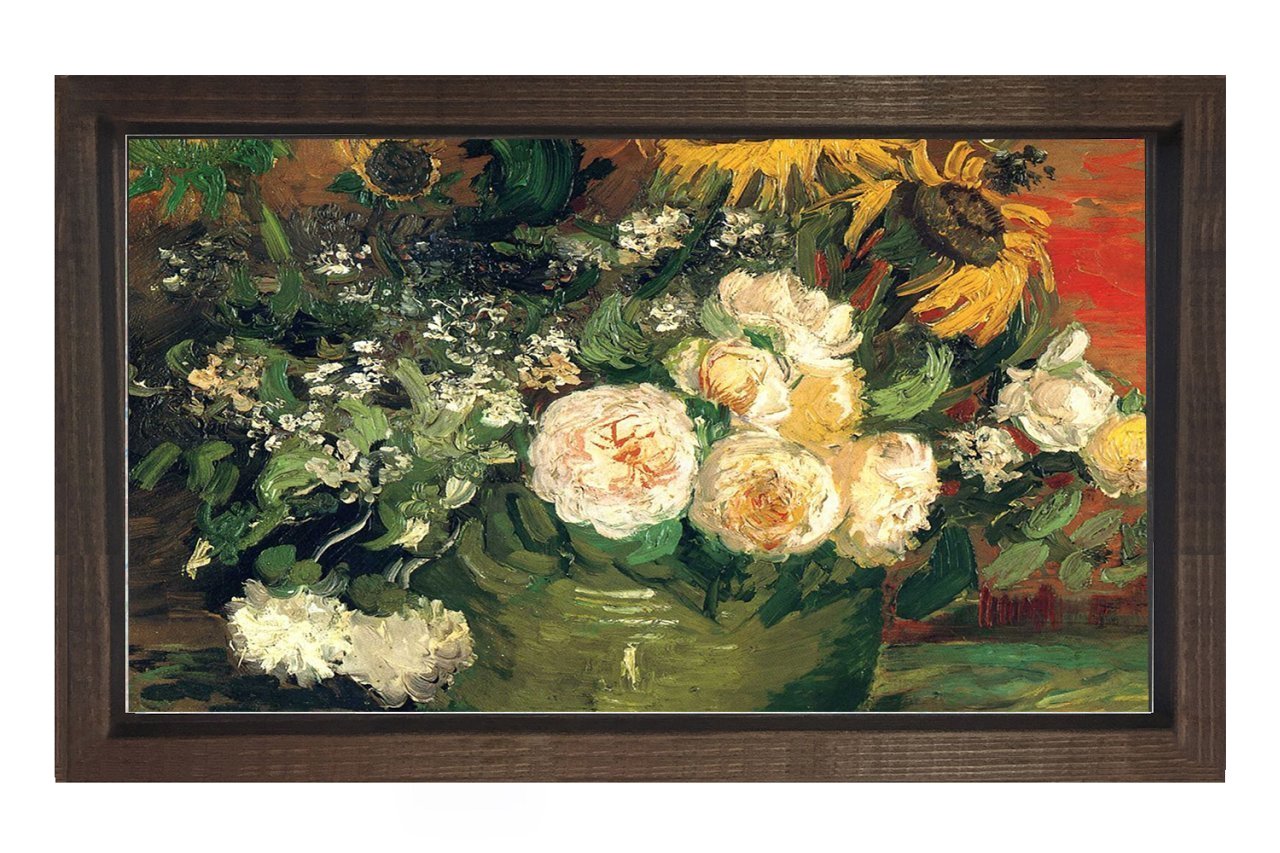 Reprodüksiyon Vazo Tablosu Kahverengi Ahşap - 40x60