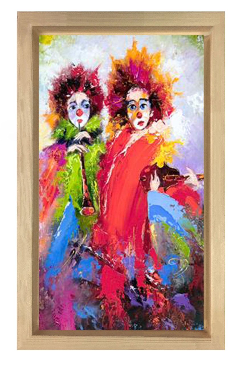 Mutsuz Paylaçolar Tablosu Naturel Ahşap Çerçeve - 50x70