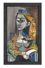 Türk Kostümü Picasso Tablosu Siyah Ahşap - 50x90