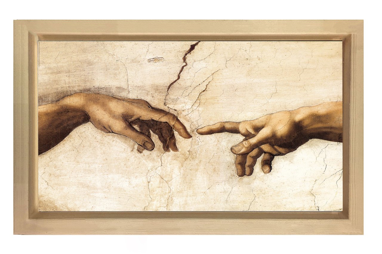 Michelangelo Eller Tablosu Tablosu Naturel Ahşap Çerçeve - 45x30