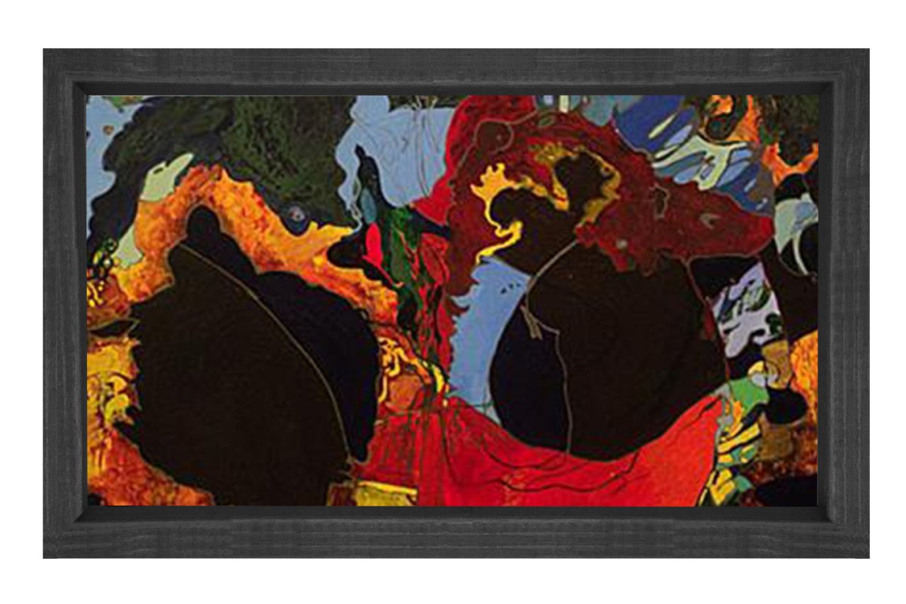 Soyut Reprodüksiyon Tablosu Siyah Ahşap - 100x150