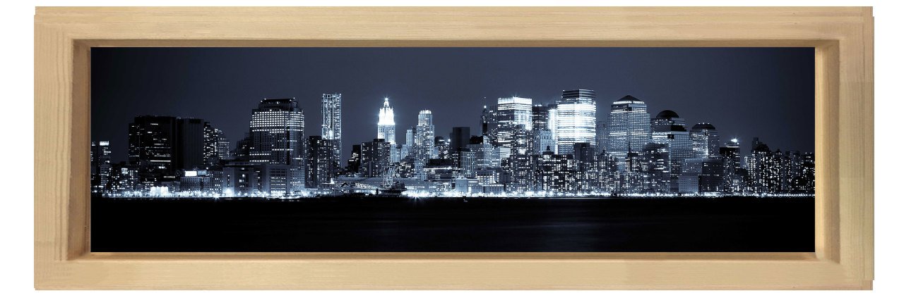 Gece Şehir Gökdelen Tablosu Çerçevesiz - 150x50