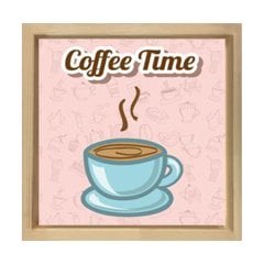 Kahve Zamanı Coffee Time Tablosu Naturel Ahşap Çerçeve - 40x40